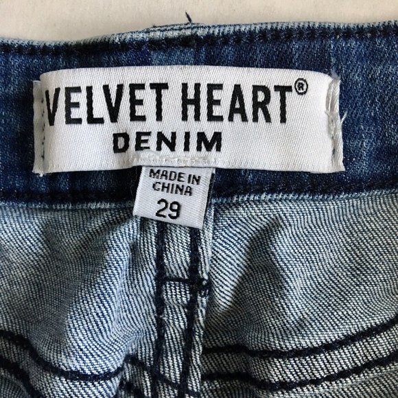 Velvet Heart Striped Blue Denim Pencil Skirt with Button Front Size 29 - Picture 3 of 5